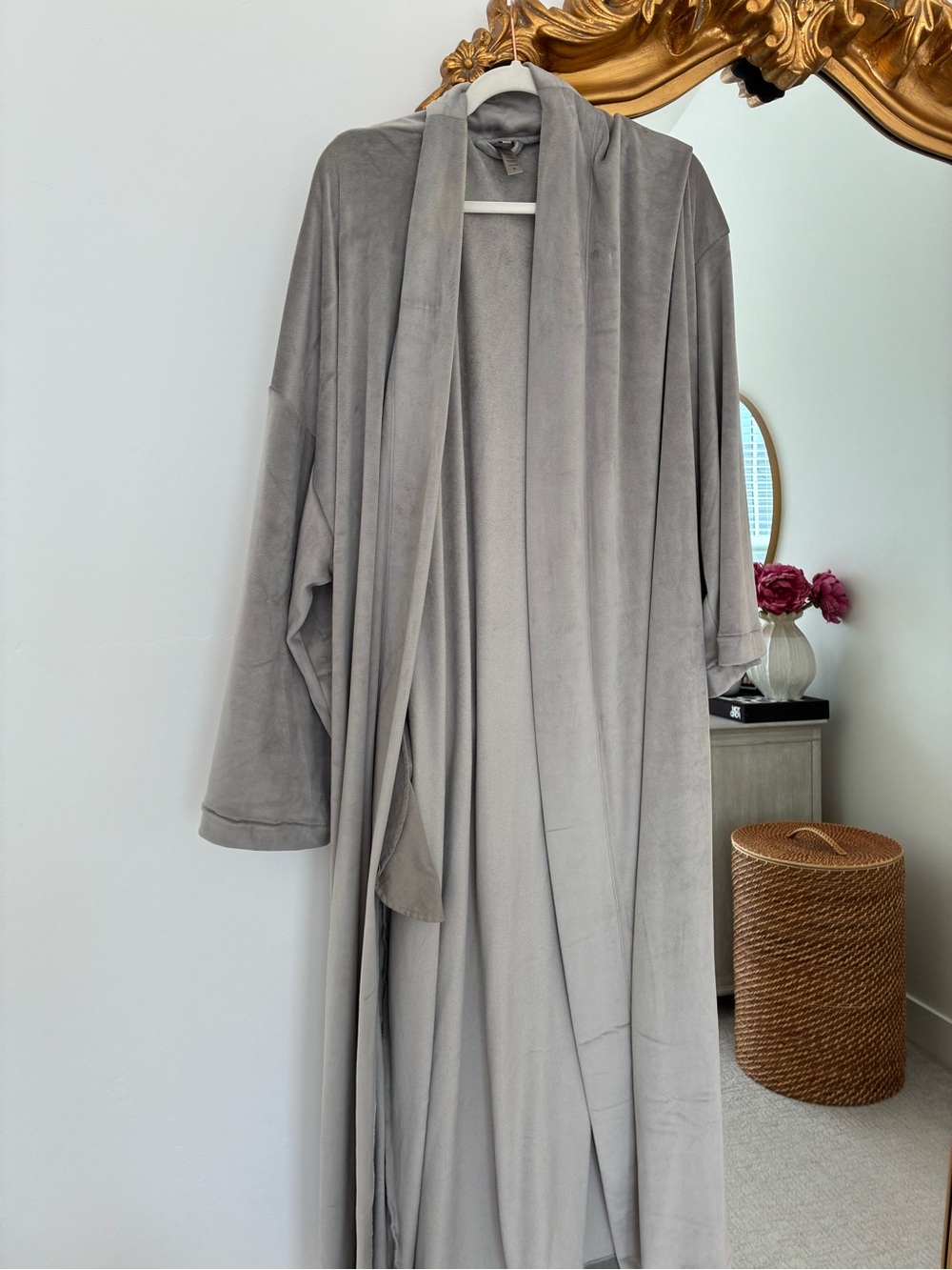 SKIMS Gray Long Plush Robe
